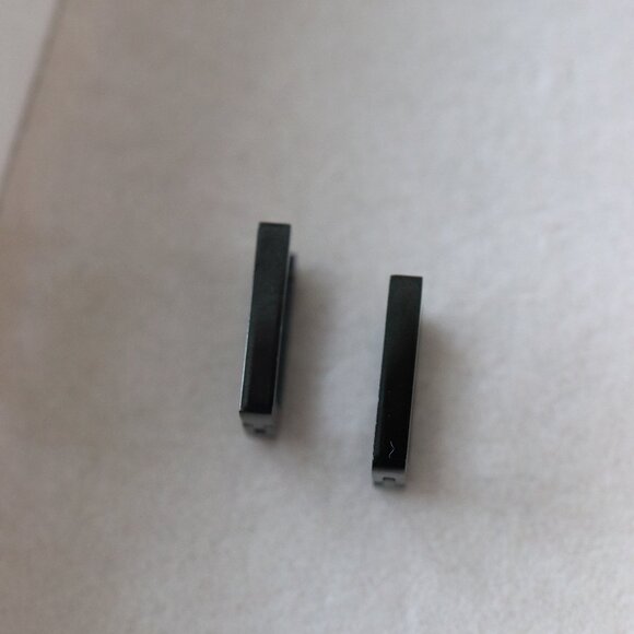 Square Rectangular Style Hoop Earrings Black Stainless Steel - Picture 3 of 4